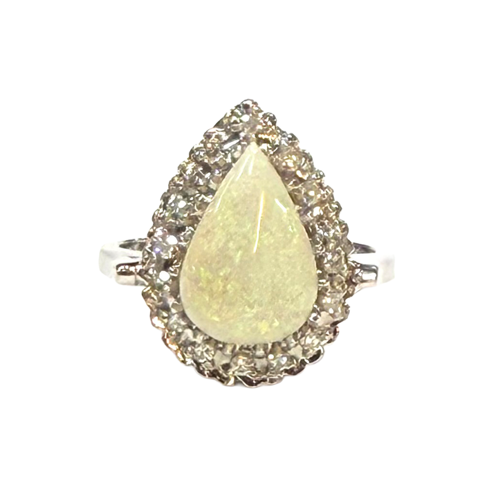 Opal Diamond 14K White Gold Ring