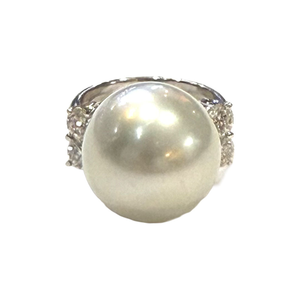 South Sea Pearl Diamond 18K White Gold Ring