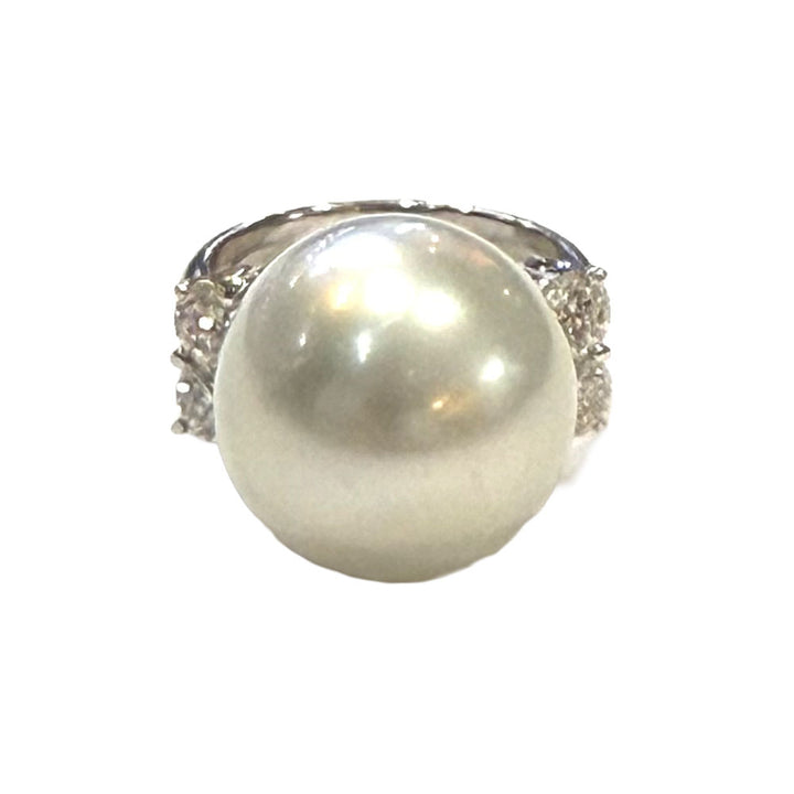 South Sea Pearl Diamond 18K White Gold Ring