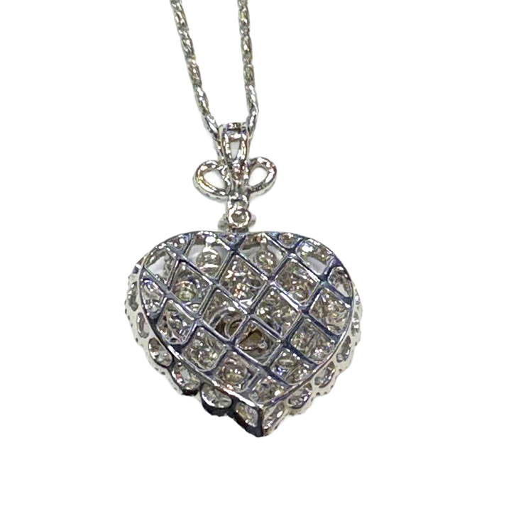 Pearl Diamond 18K WG Heart Shaped Pendant