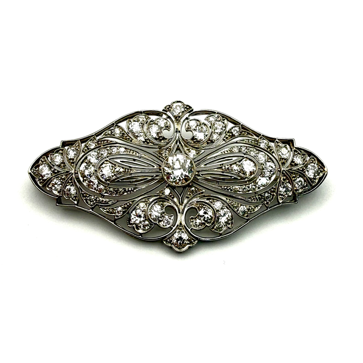 Edwardian Diamond Platinum Brooch