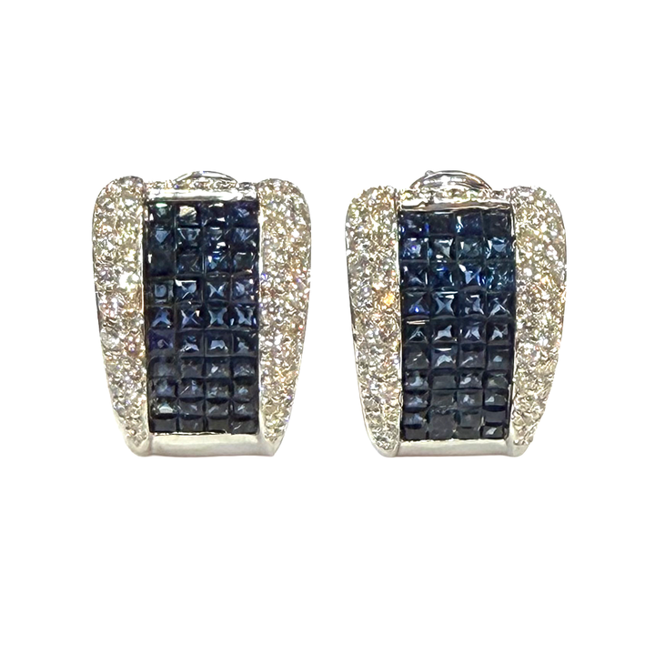 Sapphire Diamond 18K WG Clip Back Earrings
