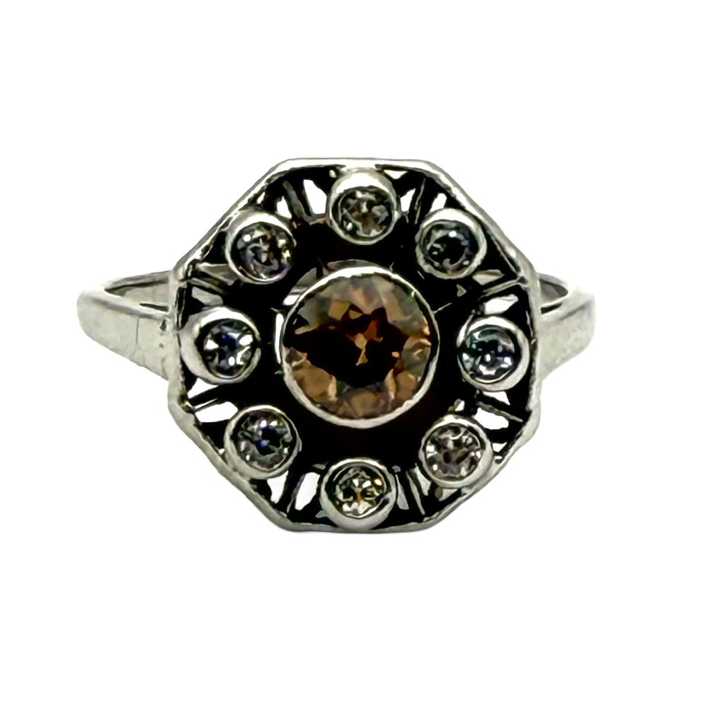 Antique Fancy Brown Diamond, Colorless Diamond Ring