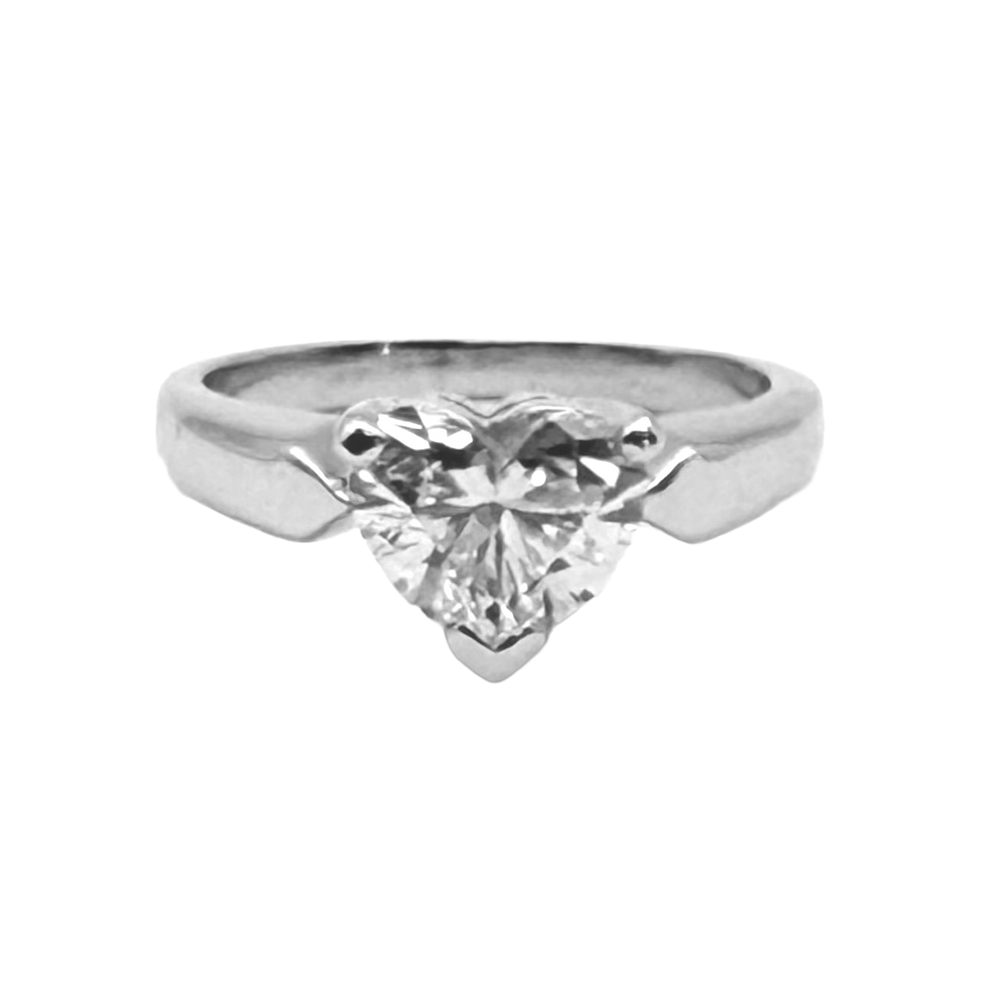 1.37 Carat E SI1 Heart Shaped Diamond Platinum Ring