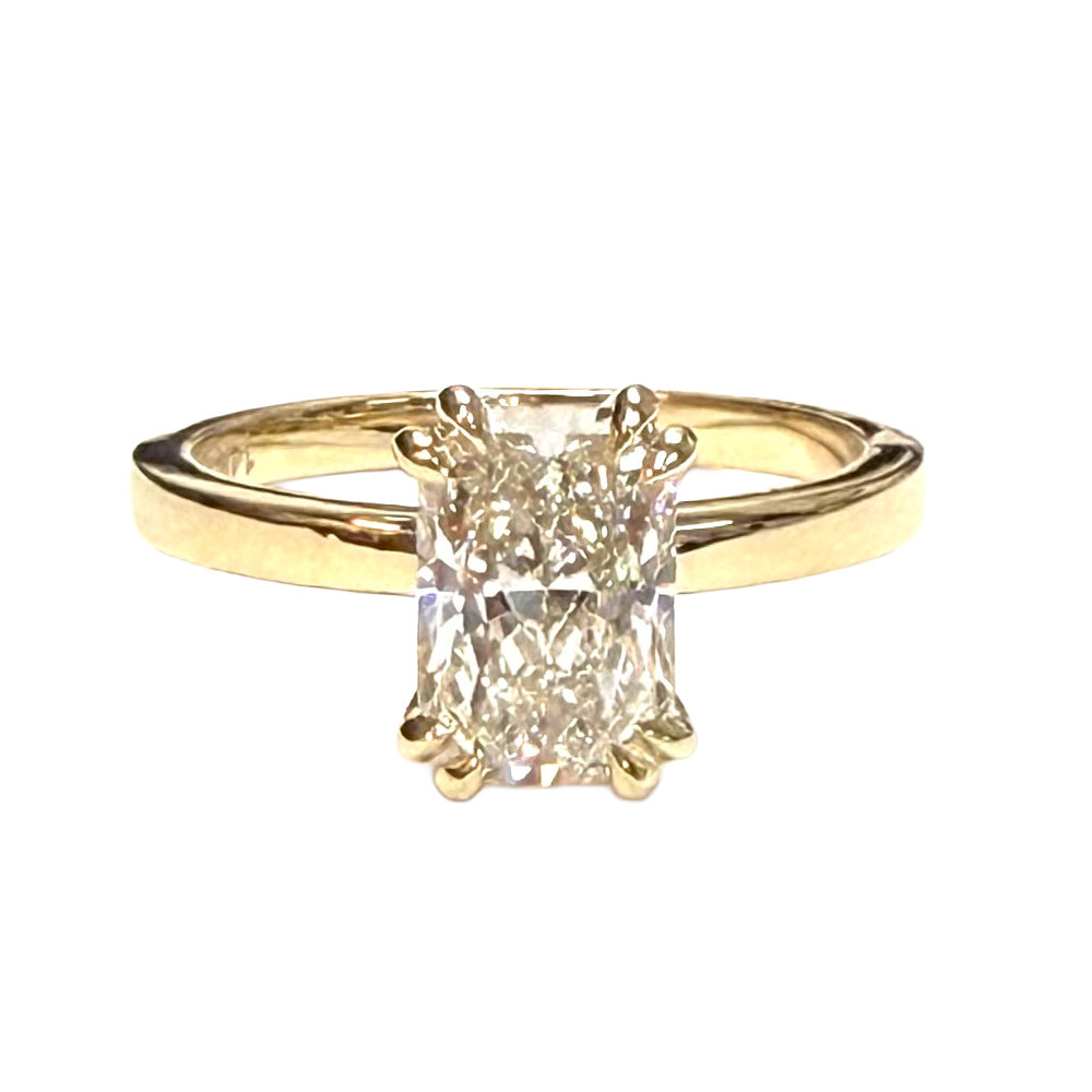 1.34 Carat G VVS2 Radiant Cut Lab Grown Diamond 14KYG Ring