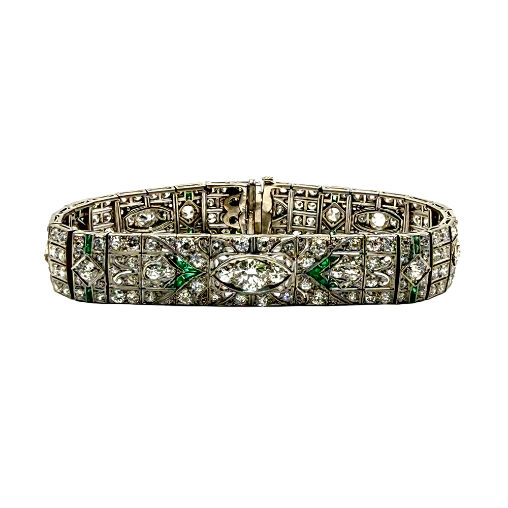 Art Deco Diamond Emerald Bracelet