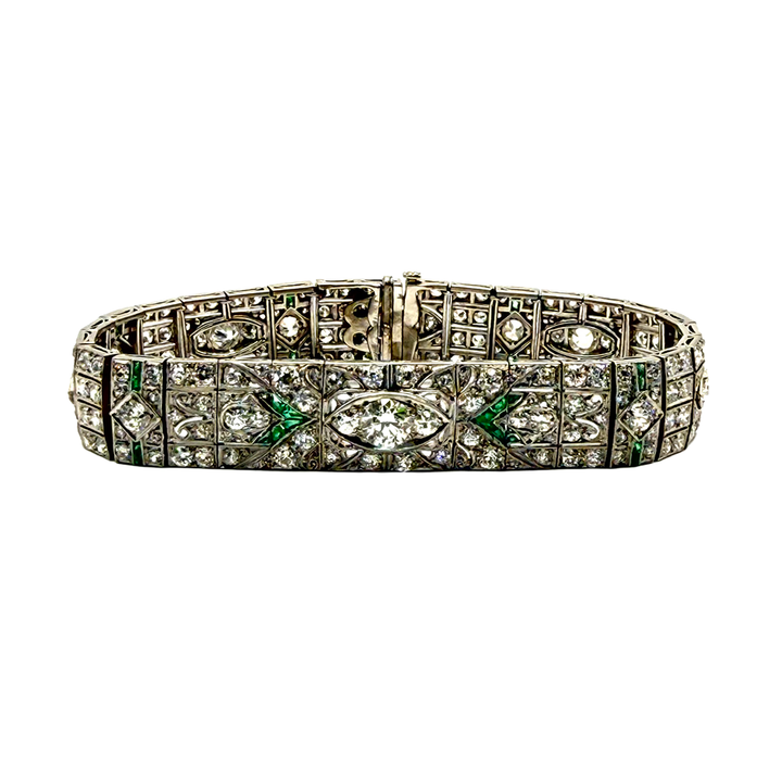 Art Deco Diamond Emerald Bracelet