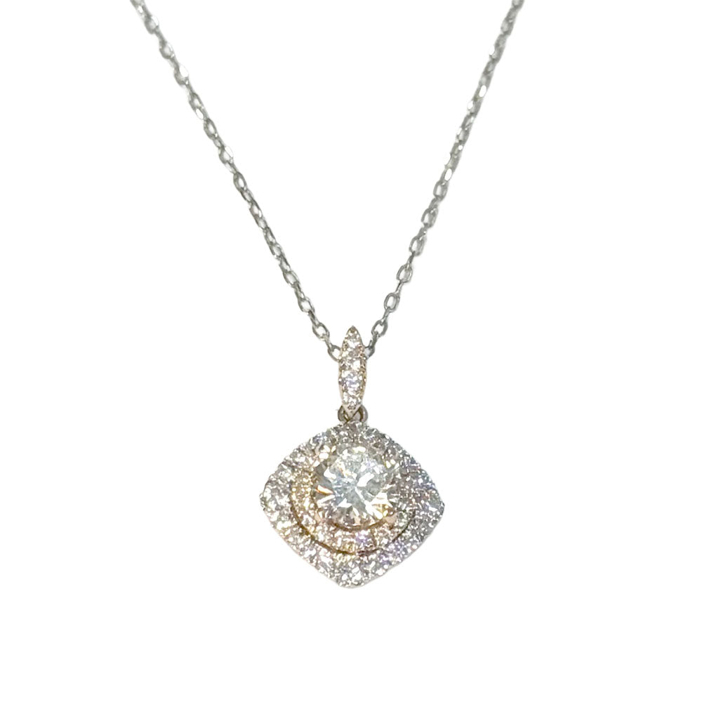 Diamond 18K WG & RG Pendant & Chain