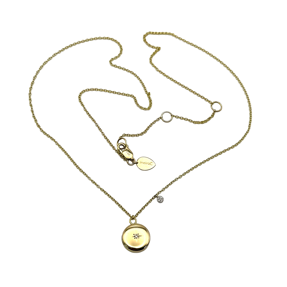 Meira T Diamond 14KYG Star Locket Pendant Necklace