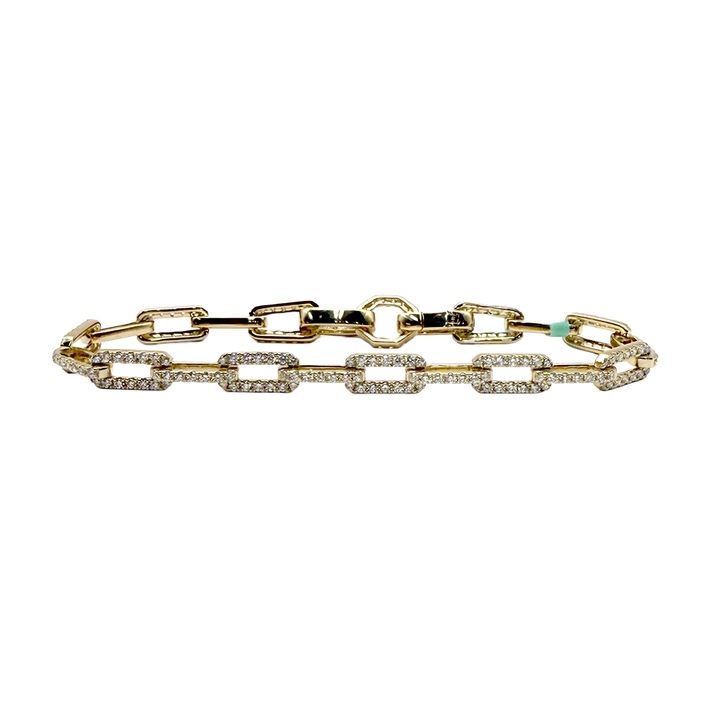 Diamond 14K Yellow Gold Link Style Bracelet