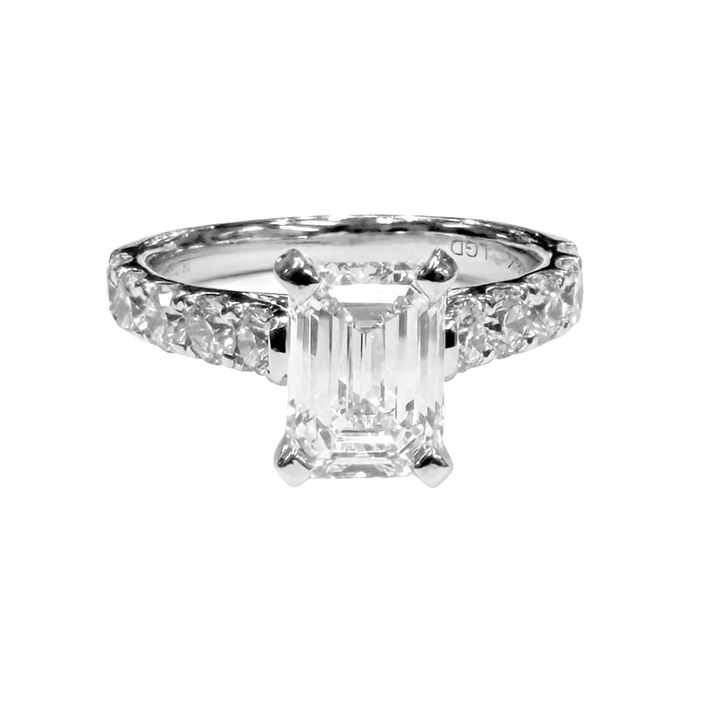 2.04 Carat E VVS2 Emerald Cut Lab Grown 18K WG Ring