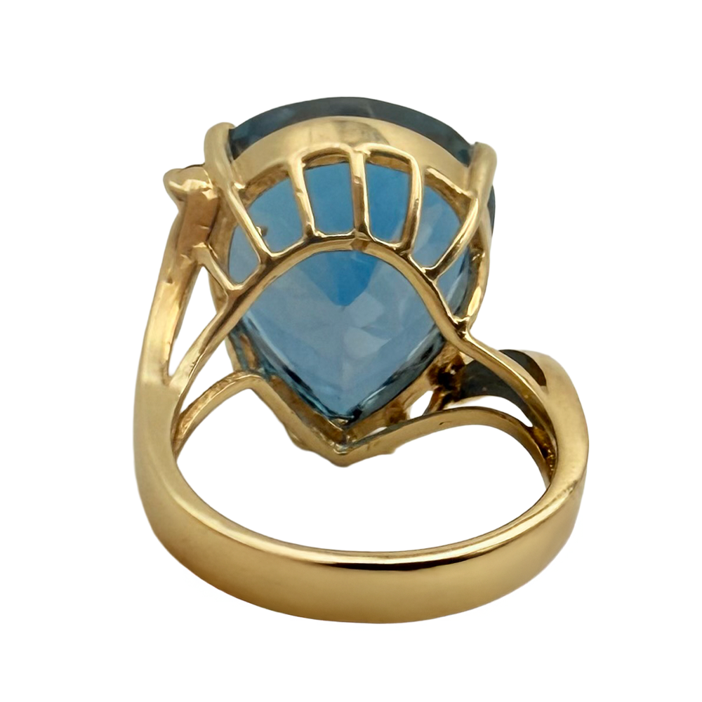 London Blue Topaz Diamond 14K Yellow Gold Ring