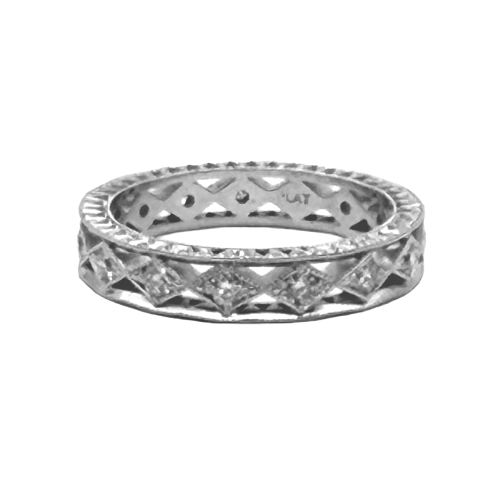 Diamond Platinum Art Deco Design Eternity Band