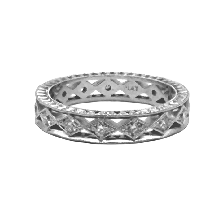 Diamond Platinum Art Deco Design Eternity Band
