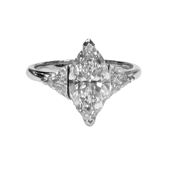 1.50 Carat H SI1 GIA Marquise Platinum Ring