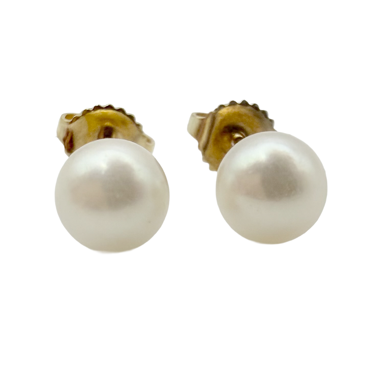 Tiffany & Co. Cultured Pearl 18K YG Stud Earrings