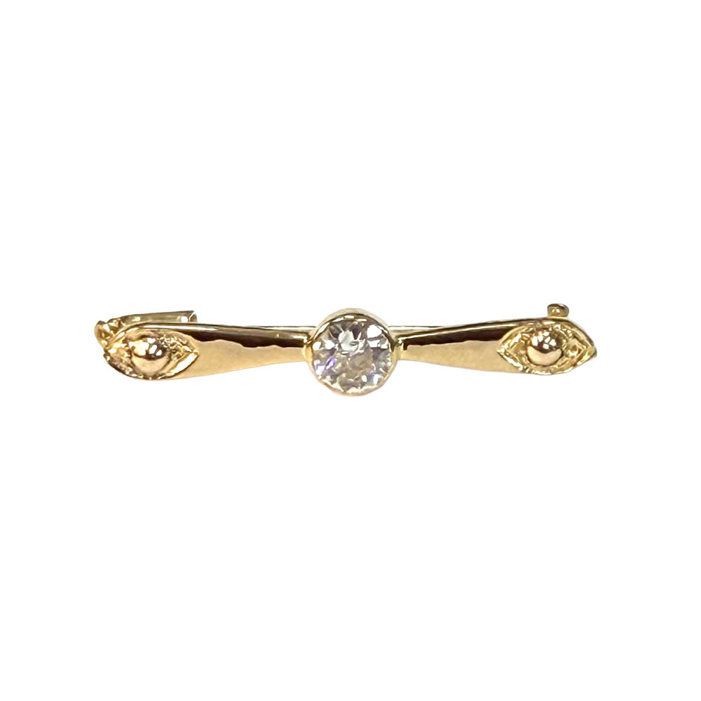 Antique Diamond 21K Yellow Gold Pin