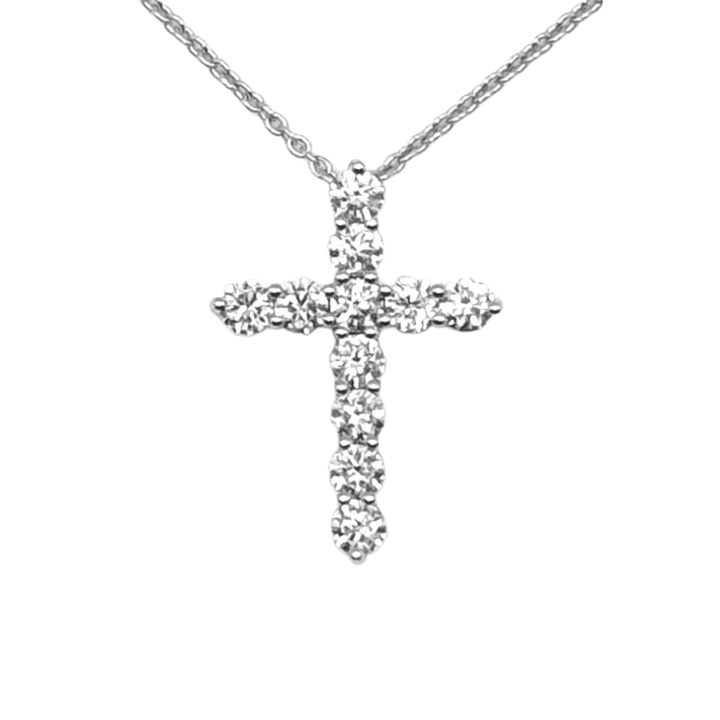 Diamond 14K White Gold Cross & Chain