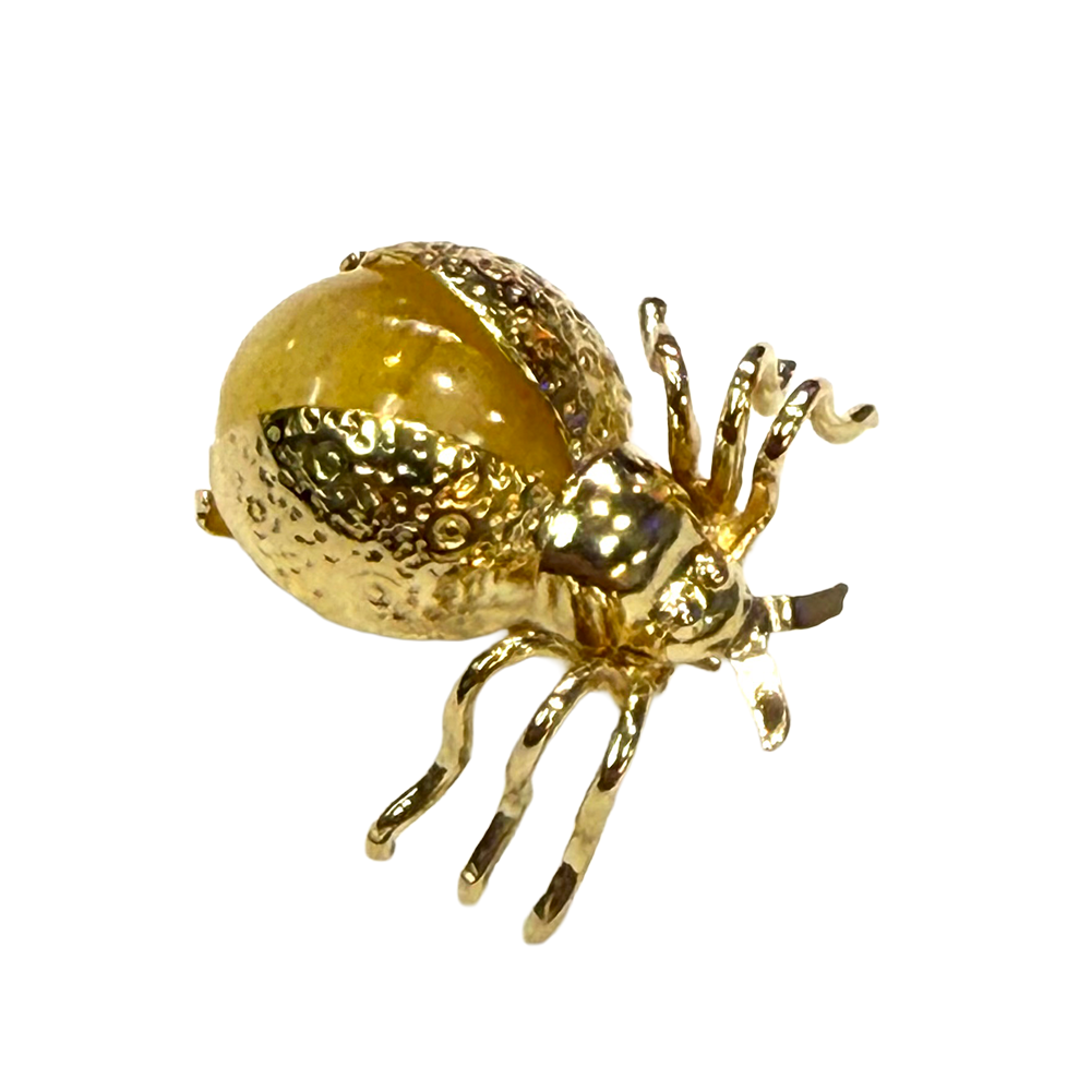 Vintage Amber 18K YG Russian Baltic Spider
