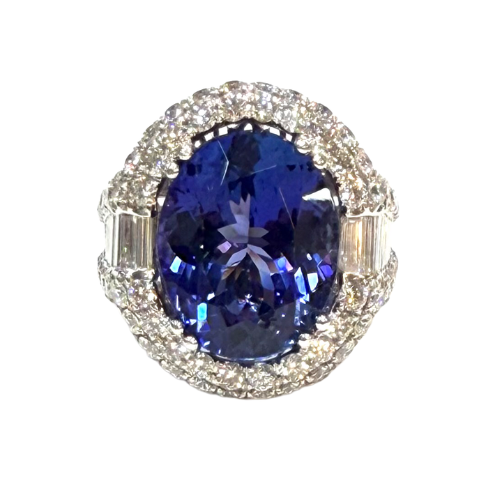 Tanzanite Diamond 18K White Gold Ring