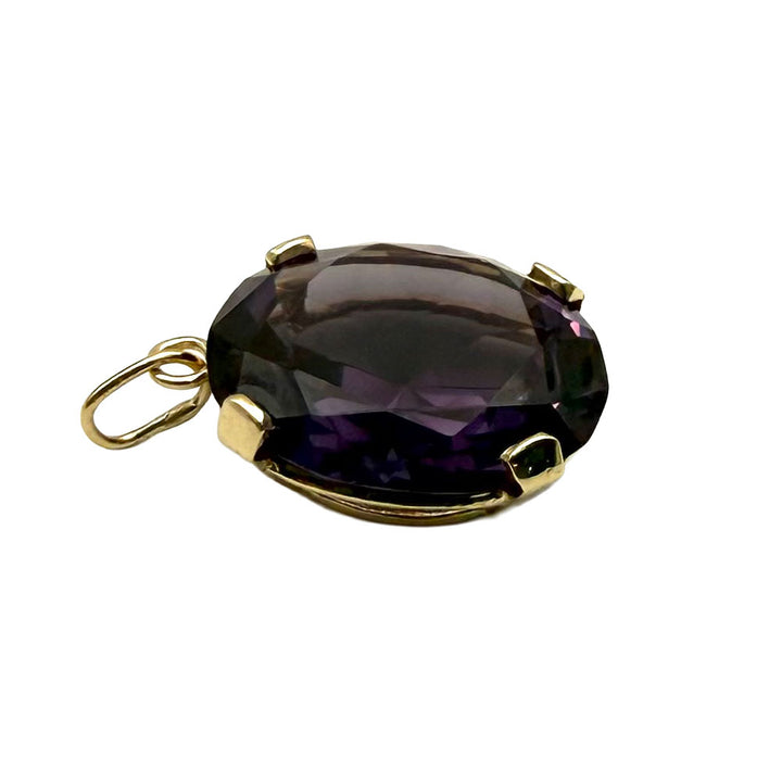 Vintage Synthetic Alexandrite 14K Yellow Gold Pendant