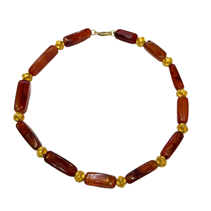 Vintage Amber 18K YG Necklace & Bracelet Suite