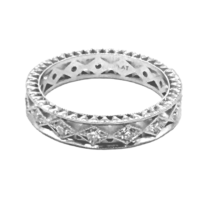 Diamond Platinum Art Deco Design Eternity Band