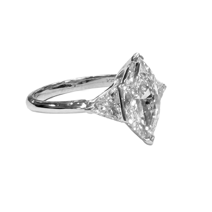 1.50 Carat H SI1 GIA Marquise Platinum Ring