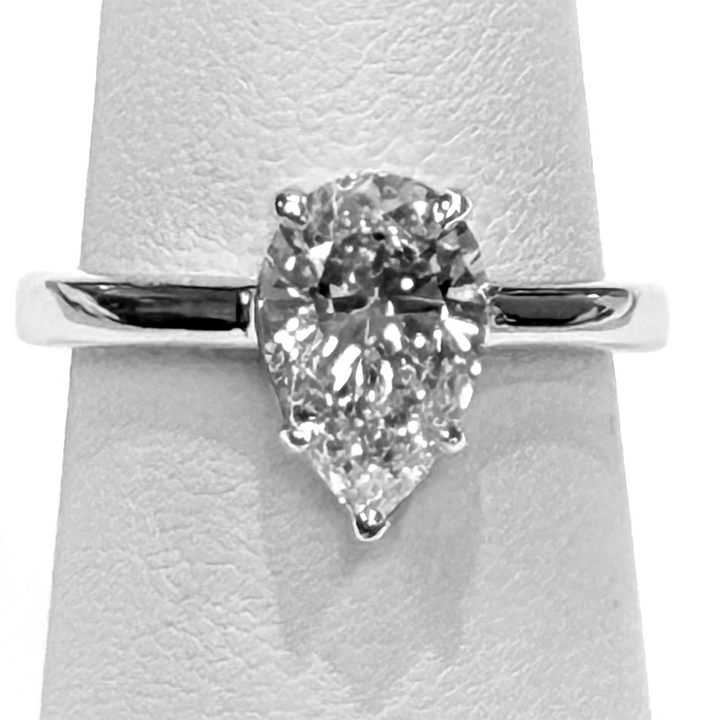 1.61 Carat F VS1 Pear Brilliant Cut 14K WG Ring