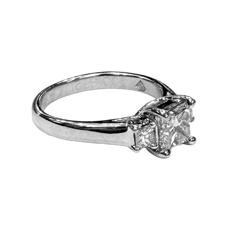 1.05 Carat I VS1 IGI Princess Cut Diamond Platinum Ring
