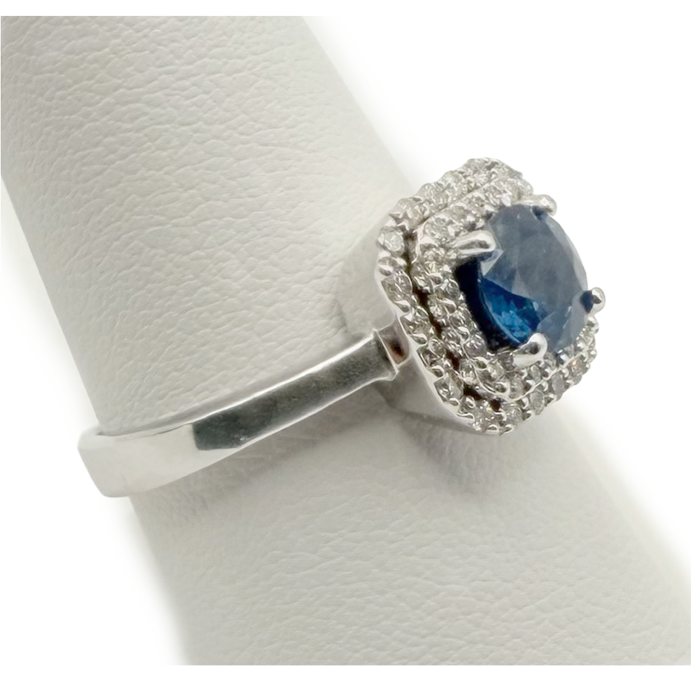 Sapphire Diamond 14K White Gold Ring