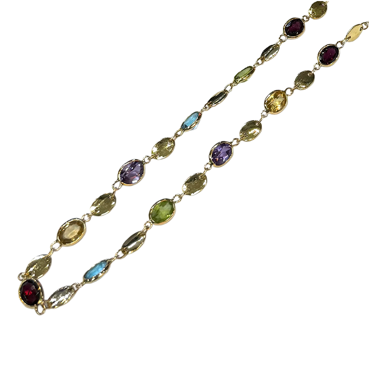 Multi Gemstone 18K Yellow Gold Necklace