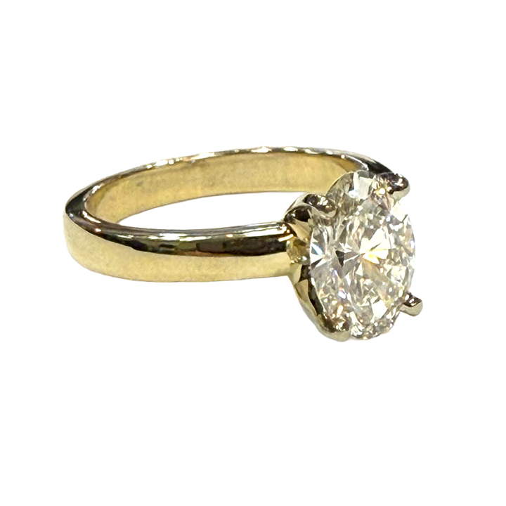 1.50 Carat Oval H VS2 Lab Grown Diamond 14K YG Ring