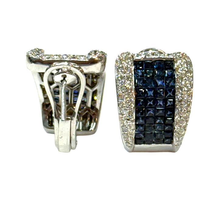 Sapphire Diamond 18K WG Clip Back Earrings
