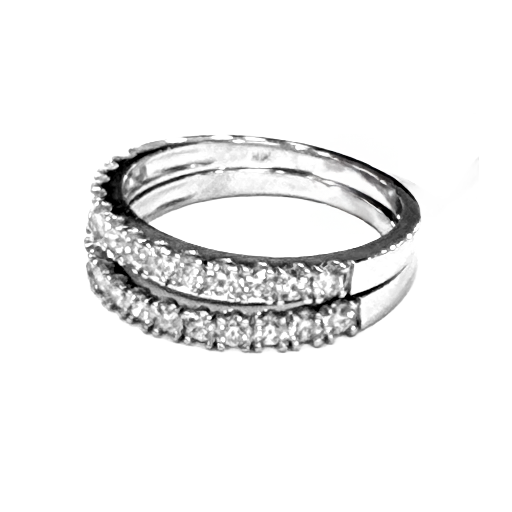 Diamond 14K White Gold Matching Band Rings