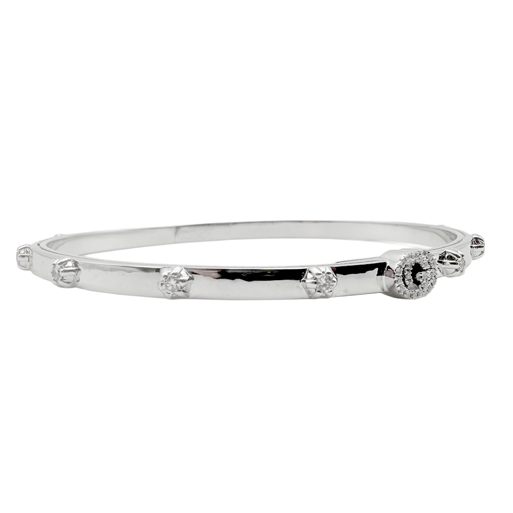 Gucci Diamond 18K WG Running G Bangle Bracelet