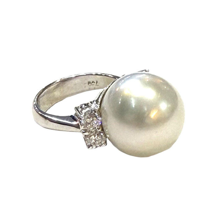 South Sea Pearl Diamond 18K White Gold Ring