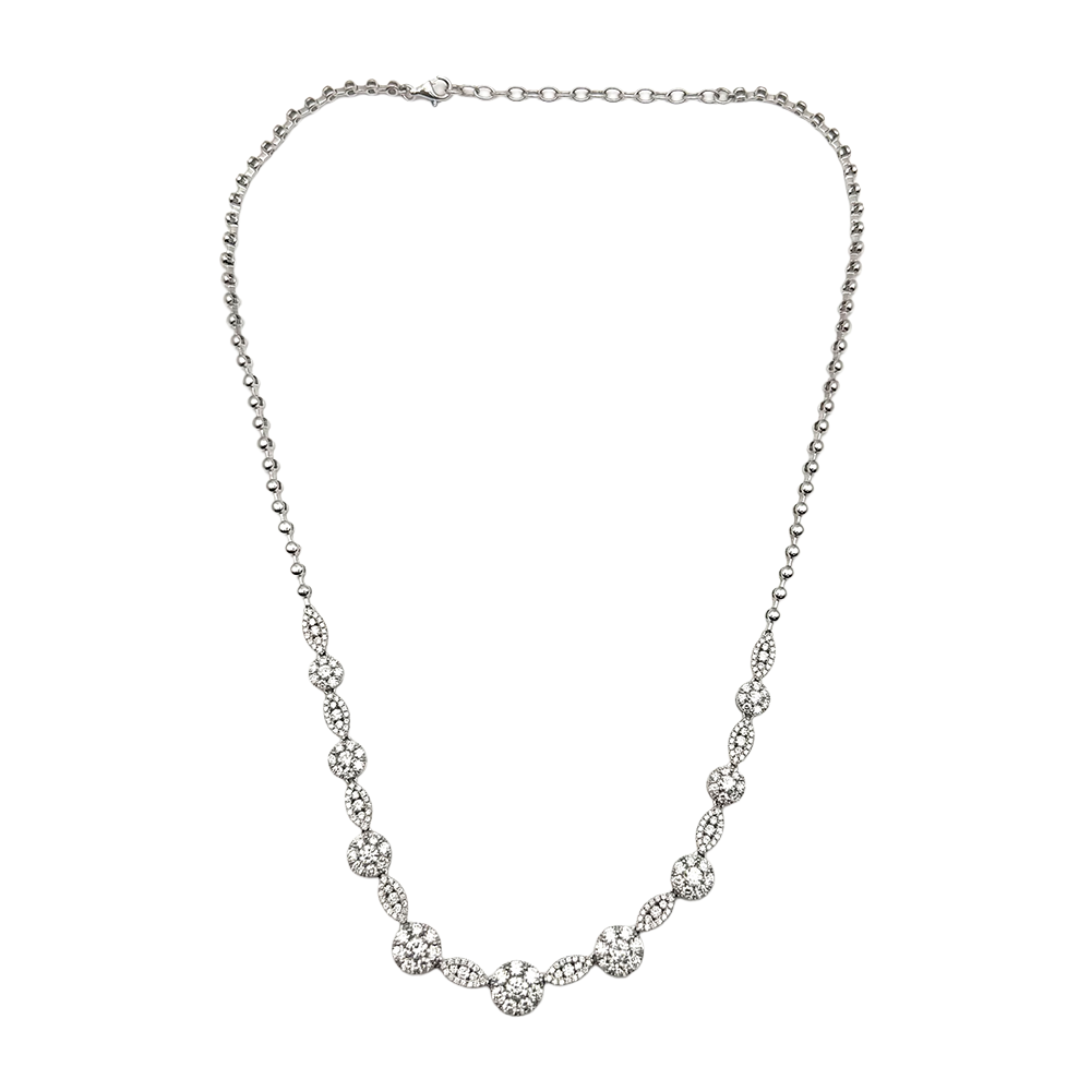 Diamond 14K White Gold Link Style Necklace