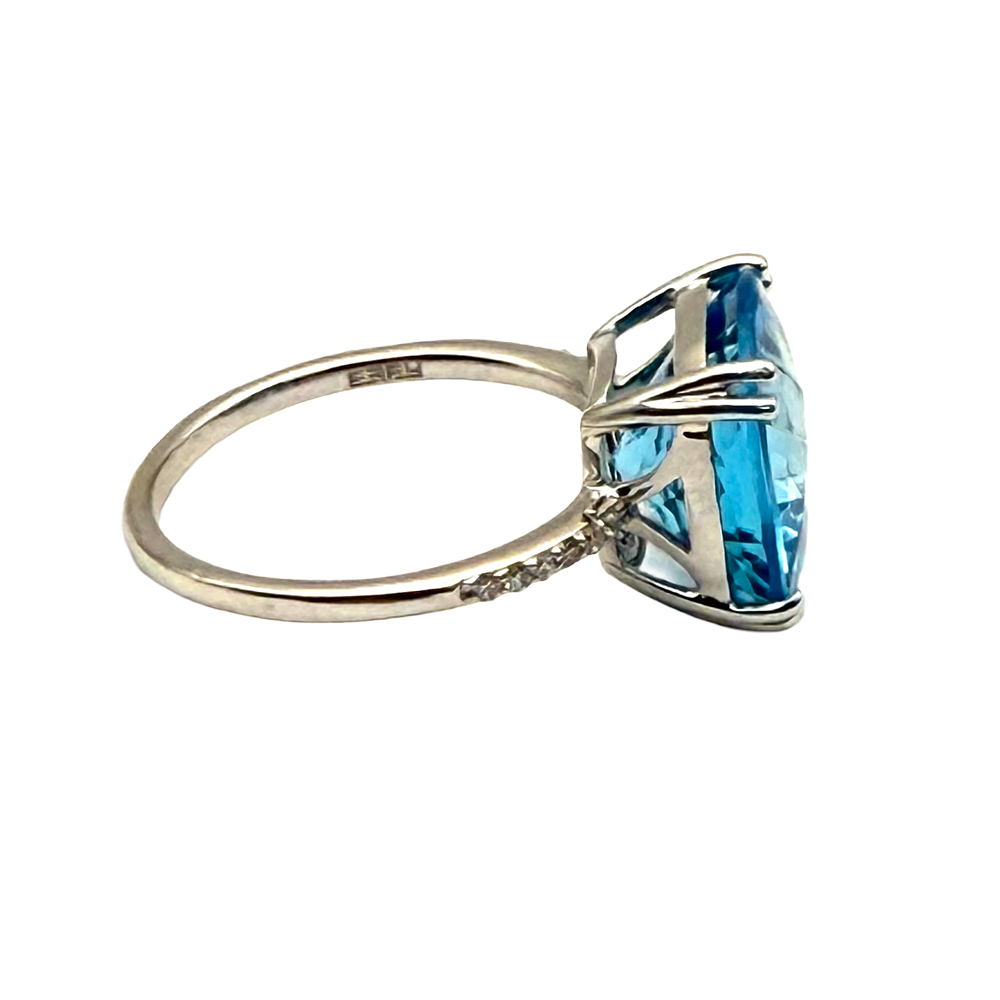 EFFY Blue Topaz Diamond 14K WG Ring