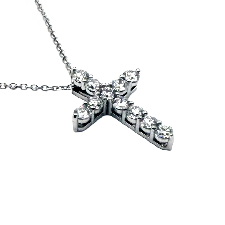 Diamond 14K White Gold Cross & Chain