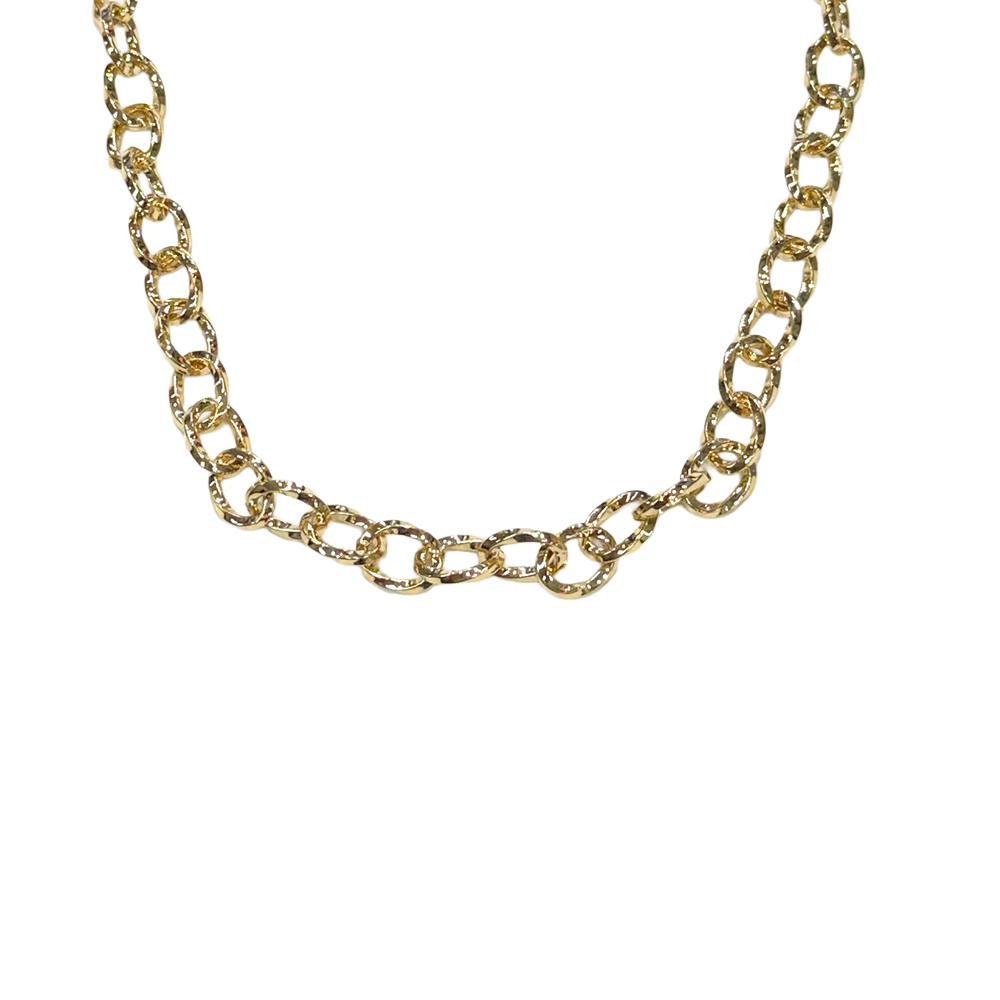 18K Yellow Gold Twisted Oval Link Necklace