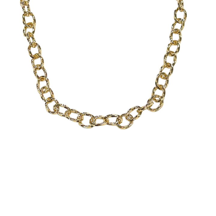 18K Yellow Gold Twisted Oval Link Necklace