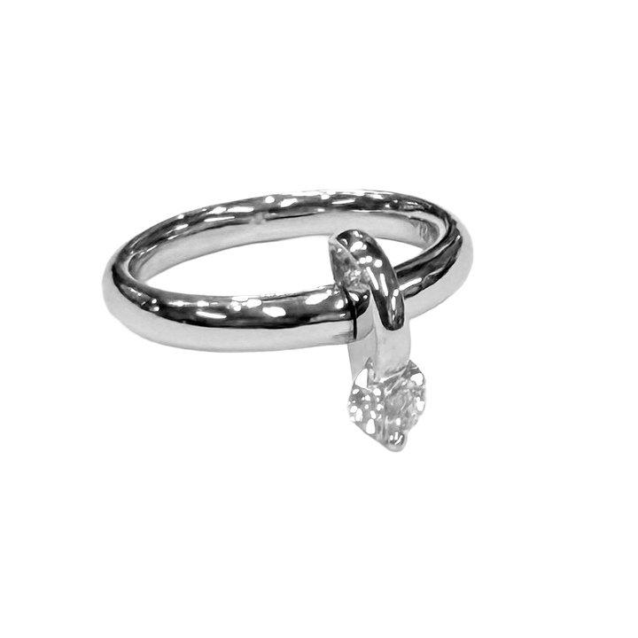 Diamond 18K White Gold Band Ring-Pendant