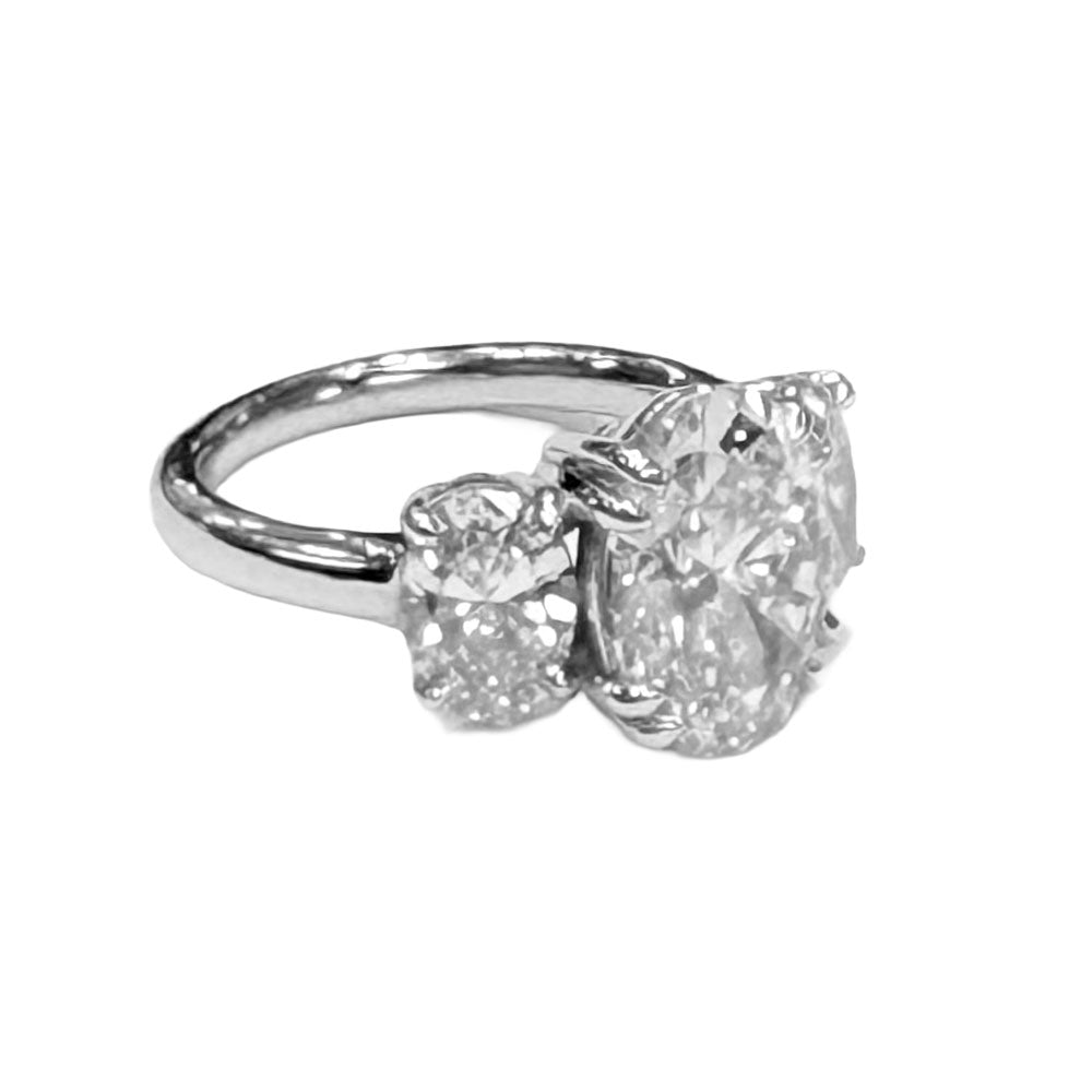 Diamond 14K WG Three Stone Oval Ring