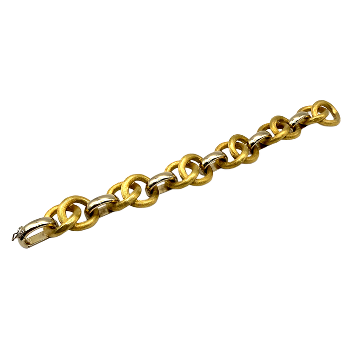 18K YG & WG Link Style Bracelet