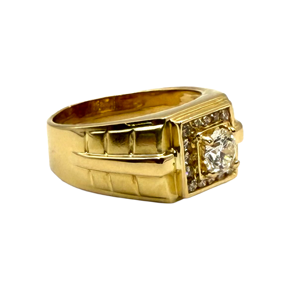 Diamond 18K Yellow Gold Men's Ring