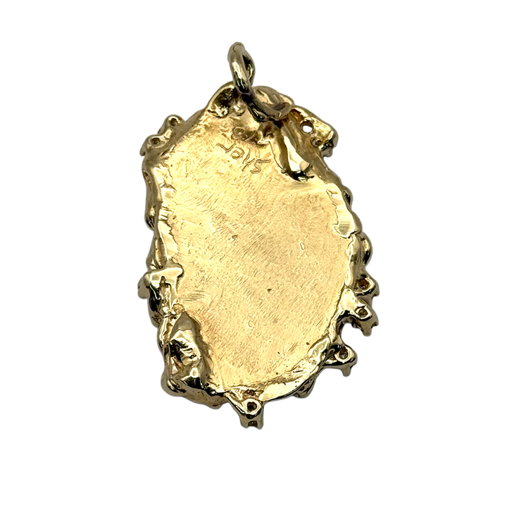 Opal Doublet Diamond 14K YG Custom Made Pendant