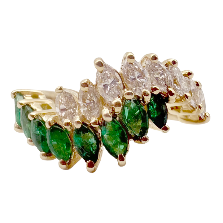Emerald Diamond 14K Yellow Gold Band Ring