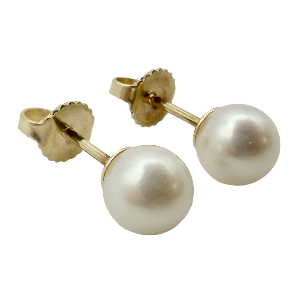Tiffany & Co. Cultured Pearl 18K YG Stud Earrings
