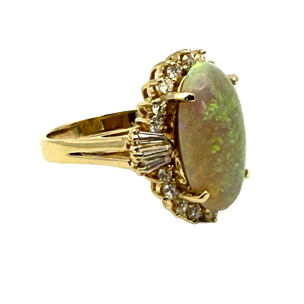 Opal Diamond 14K Yellow Gold Ring